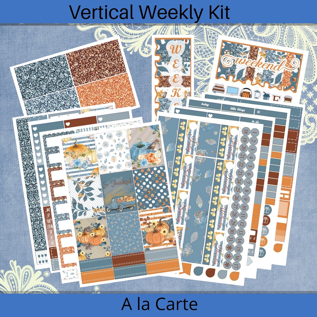 Vertical 7 X 9 - so Thankful, Thanksgiving Planner Sticker Weekly Kit 4 ...