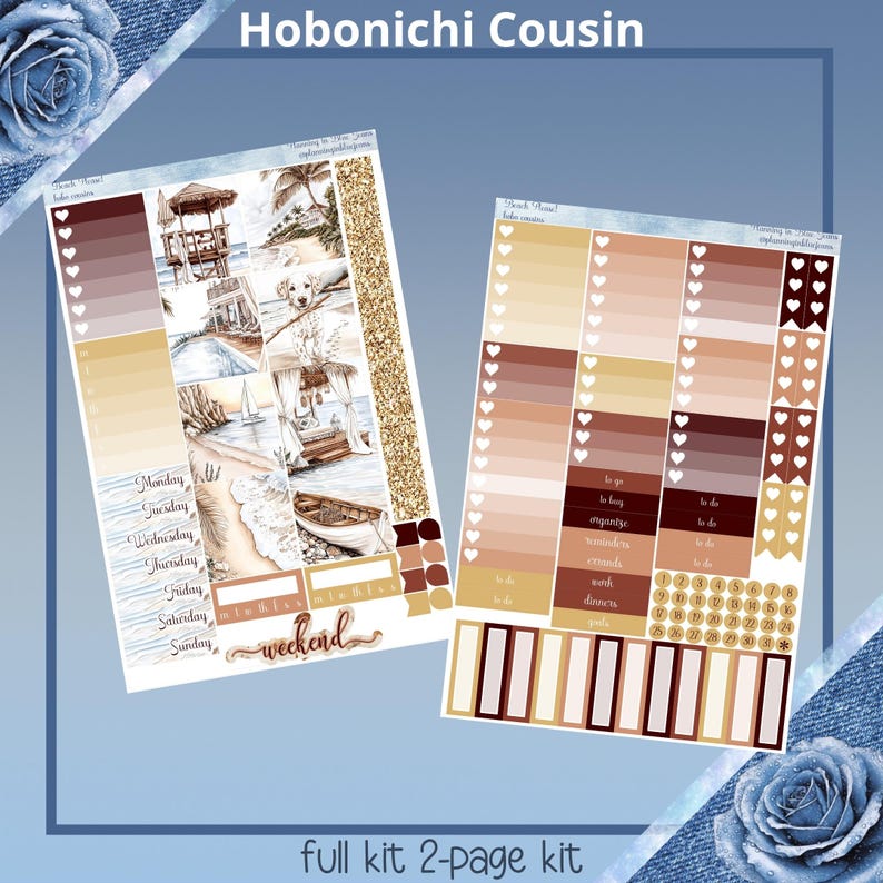 Hobonichi Cousin - Beach Please! Planner Sticker Kit - Etsy