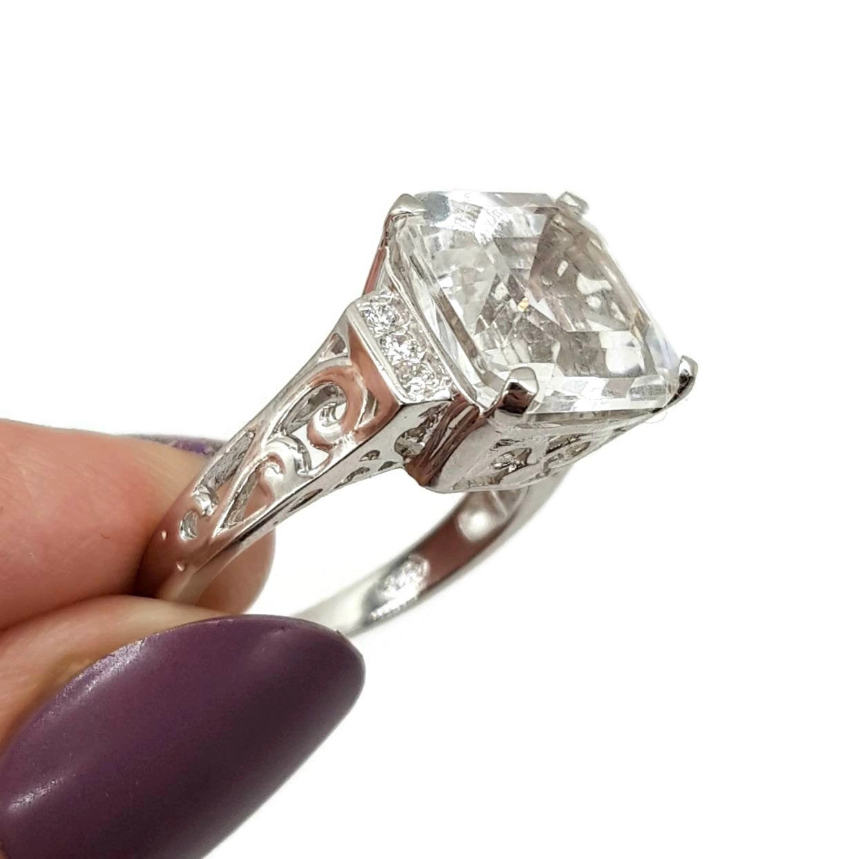 Clear Quartz Ring 925 Sterling Silver 2 sizes Genuine clear Etsy
