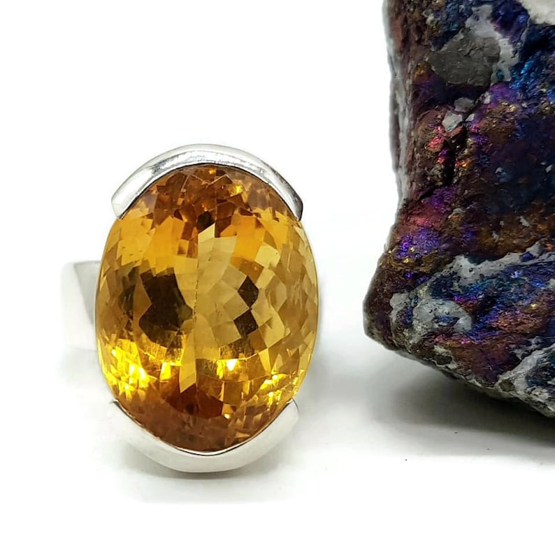 925 Sterling Silver Abundance Gemstone size N Brandy Citrine Ring NEW