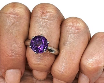 Amazing AMETHYST Ring, size 8.75, 925 Sterling Silver, Princess cut