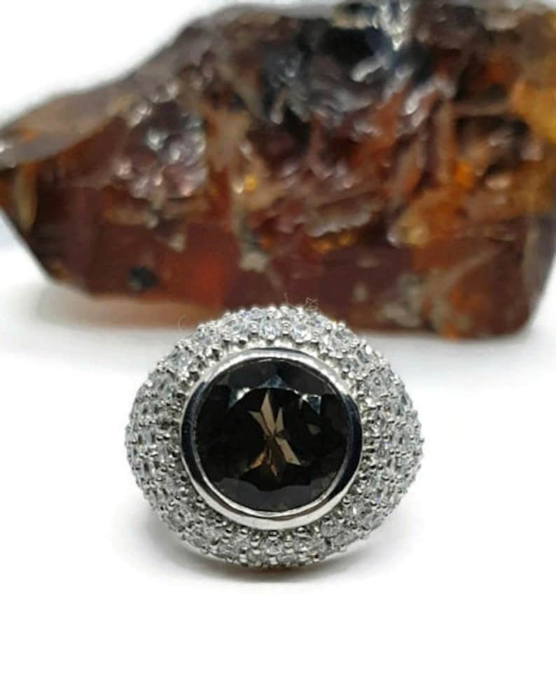 2 Sizes Smoky Quartz Ring 925 Sterling Silver Healing SALE