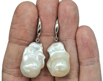 Baroque Pearl Earrings, Freshwater Pearls, Sterling Silver, June Birthstone, Natural Pearls, White Baroque Pearls, Bridal Jewellery, NEW