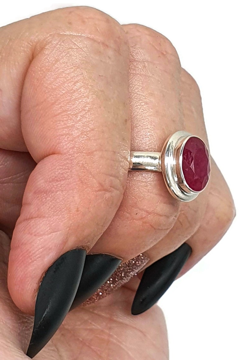 4mm July Birthstone Ruby Sterling Silver Stacking Ring