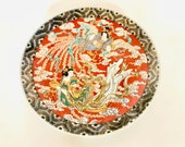 antique imari chinese export porcelain charger featuring two mythological ladies - 15 quot dates to 19th century
