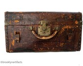 antique leather suitcase trunk american
