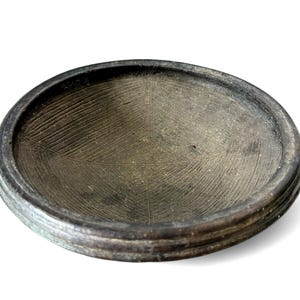 Antique Rustic Primitive Blackware Pottery Grinding Bowl