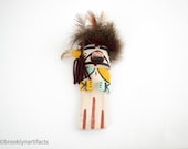 vintage hopi wood carved flat ogre kachina, hopi mowa katsina doll