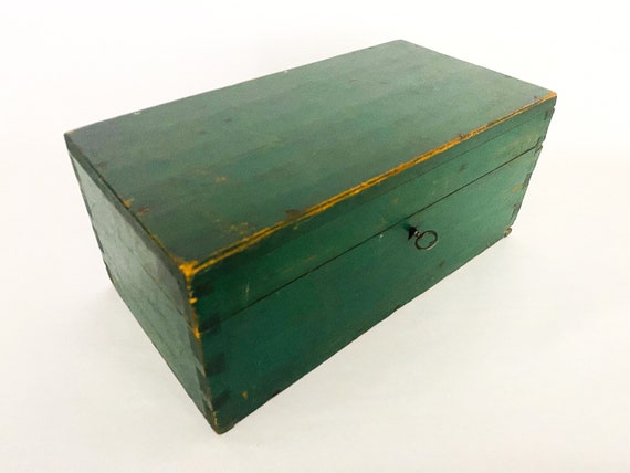 antique americana folk art pine wood document box