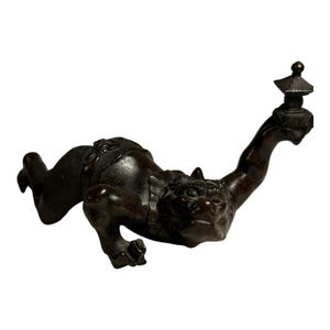 Antique Japanese Bronze Creature Qilin Shishi Lion Protector - Japanese Buddhism