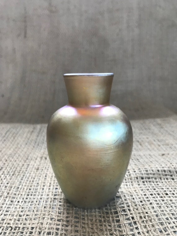 Antique Steuben Gold Aurene Glass Flower Bud Vase Signed Etsy