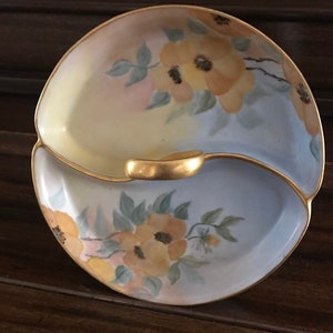 ヴィンテージ PROV. SACE.ES ドイツ製 アンカーホッキング 仕切りボウル レリッシュディッシュ 2セクションボウル ゴールドトリム