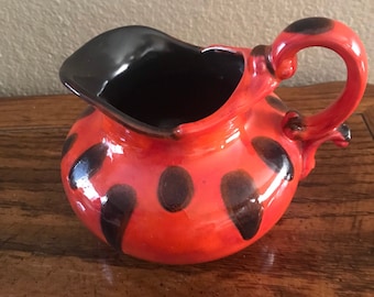 Original retro Red/black ceramic Teapot/ 1970’s maybe