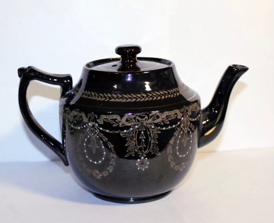 Vintage Stoneware Teapot Brown Raised Paint Teapot Made in Etsy UK