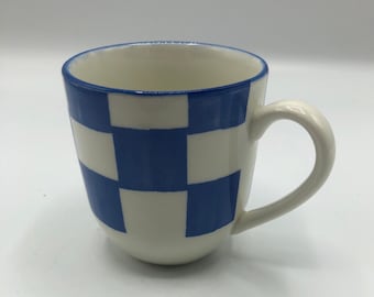 Habitat Monaco Blue White Checked, Only Cup 8oz