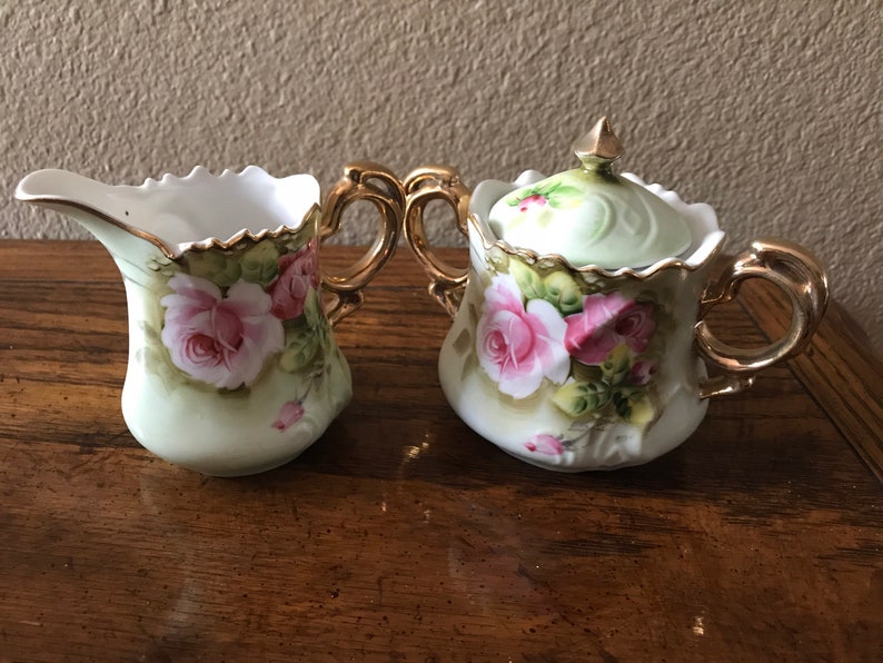 Vintage Lefton China Sugar and Creamer Set Etsy