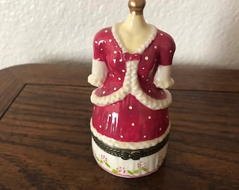 Dress Form Porcelain Hinged Trinket BoX