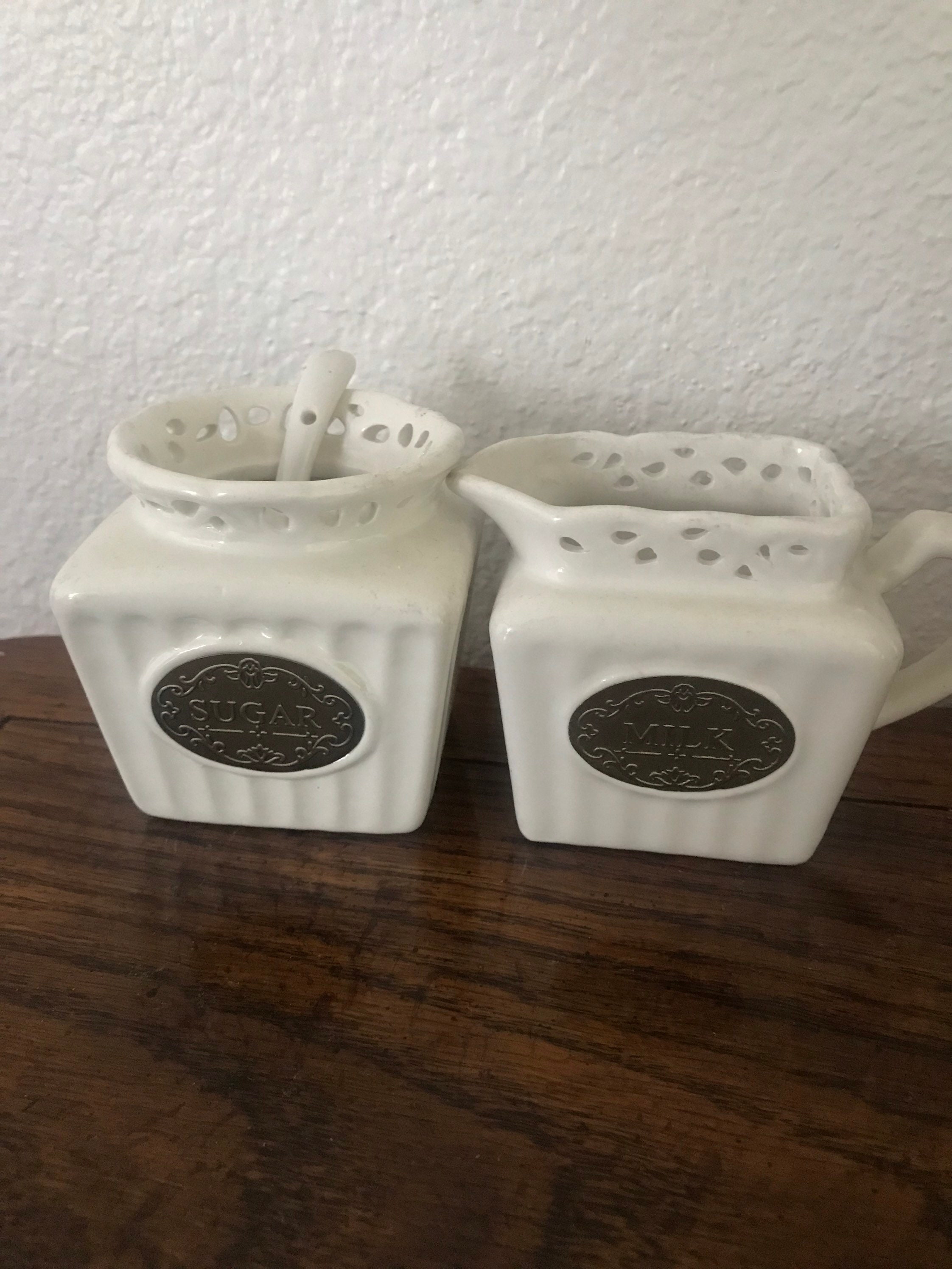 Vintage Cream and Sugar Beautiful Containers Etsy UK