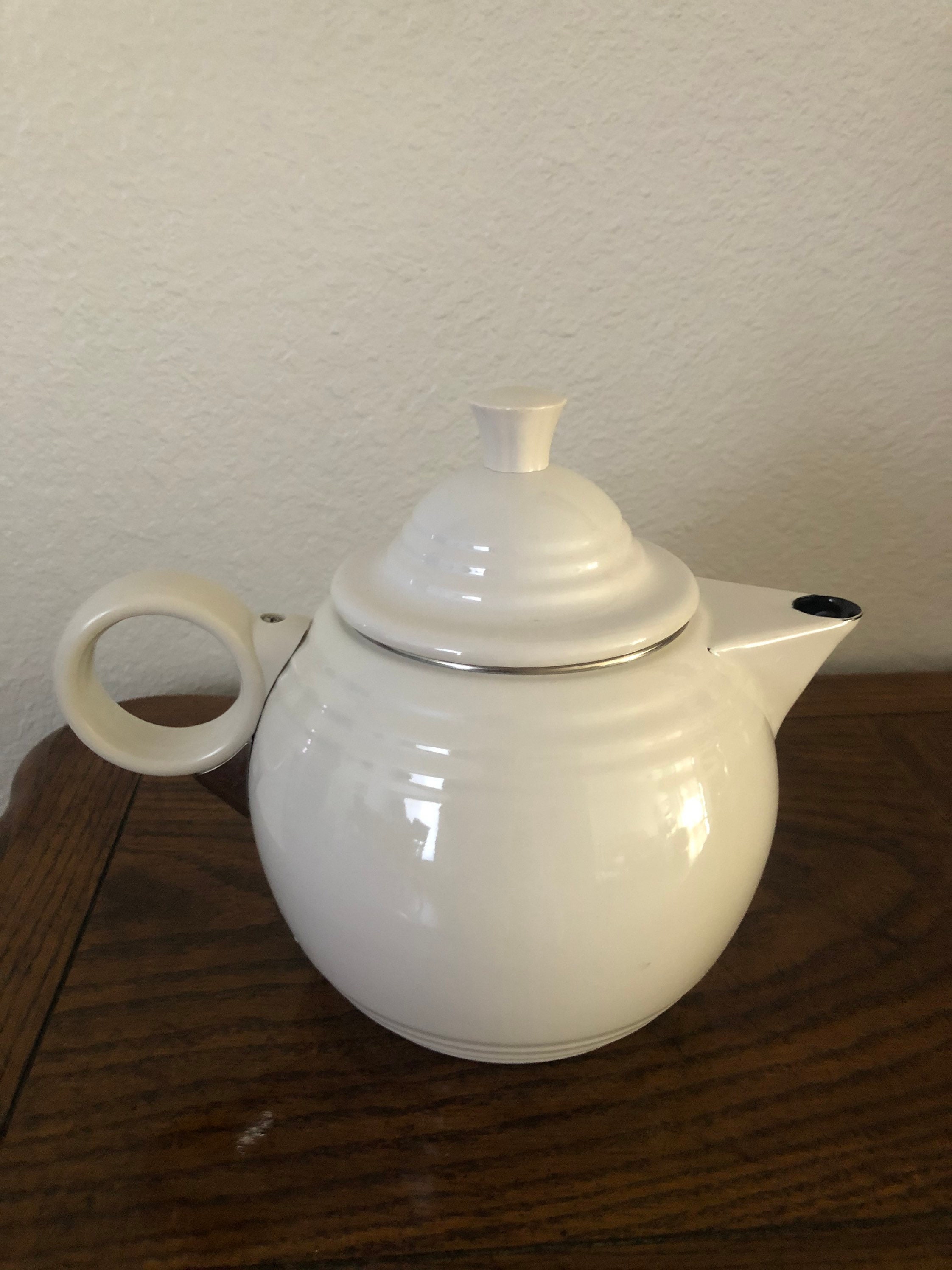 Fiesta White Metal Teapot Copco / A Wilton Industries Etsy