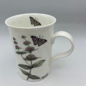 Vintage Botanica WREN Fine Bone China Botanische Kaffeetasse Tasse Tee Teetasse Made in England Schmetterling im Inneren