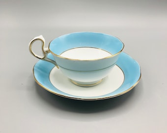 Pretty Royal Albert Sky Blue Vintage Teacup and Saucer Set Made in ENGLAND Tea Cup