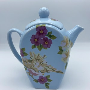 Songbird Garden by Rosie B Farmer Blue Floral Coffee Teapot