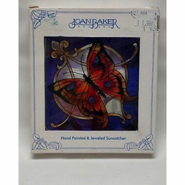 Joan Baker Designs Art Glass Suncatcher-JMD006-Red Butterfly, 2003