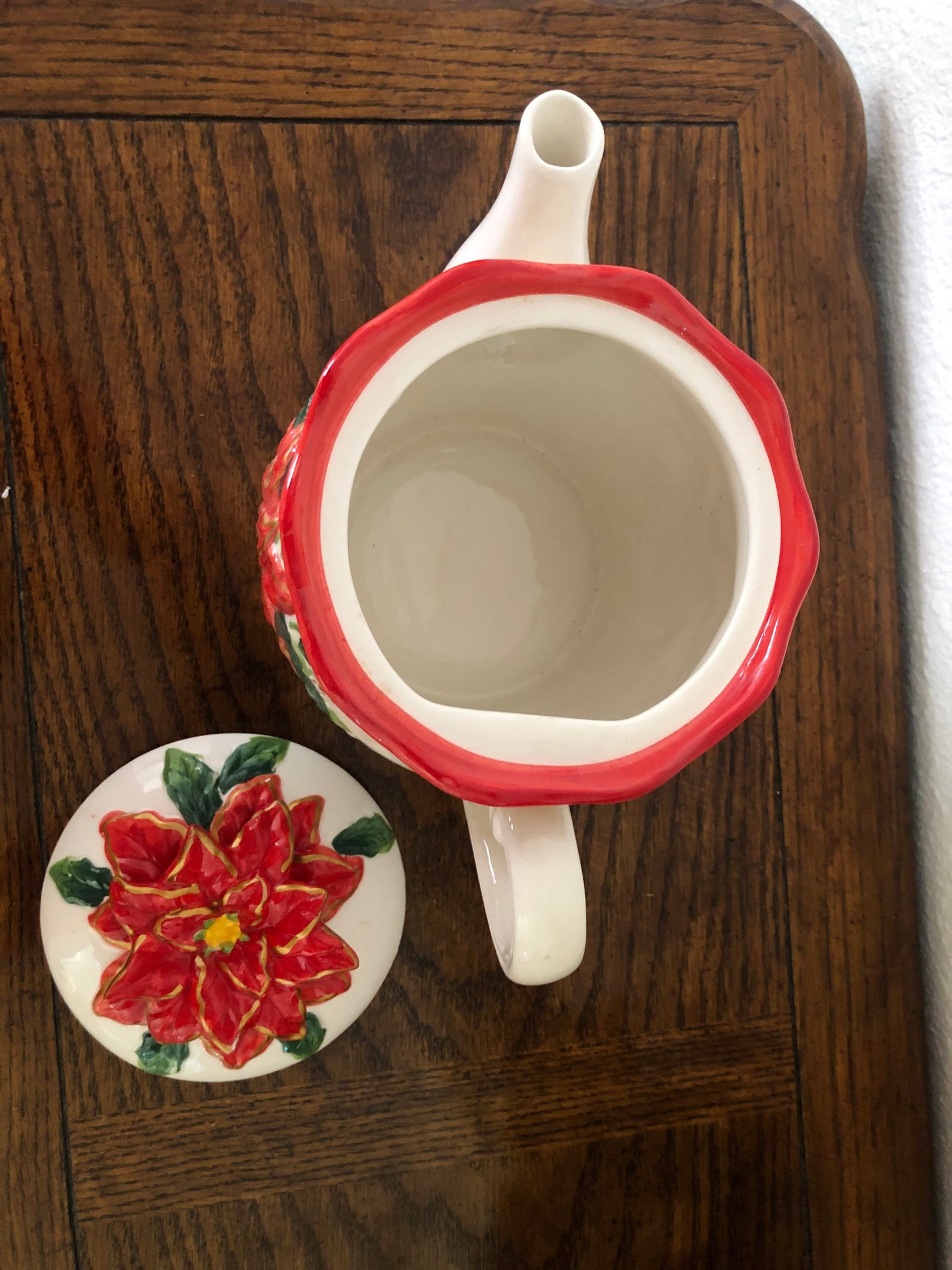 BICO Fine China Holiday Tea Pot & Lid White W/Large Raised Etsy