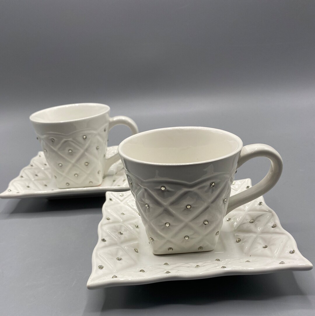 K&F Coffee Cup and Saucer White Fine Porcelain Food Safe Etsy