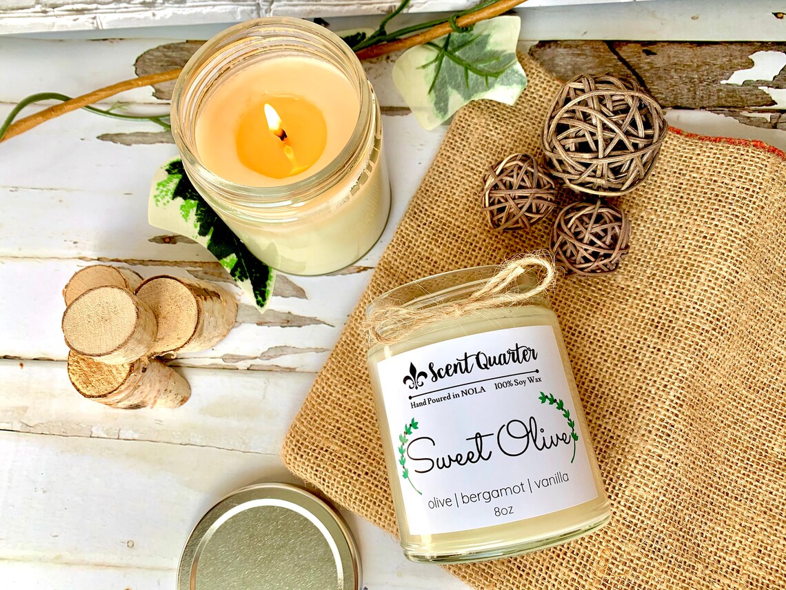 Sweet Olive Soy Wax Candle Bergamot Scented Delicate Scent Etsy