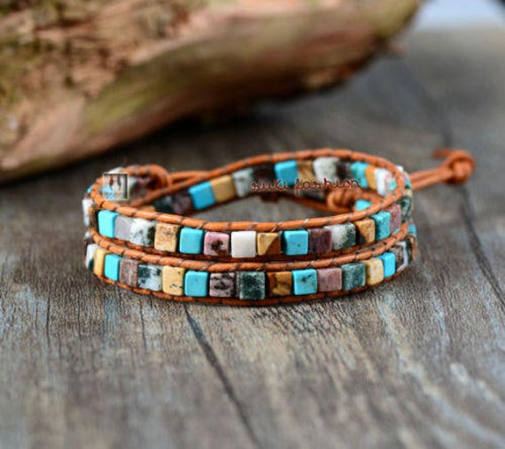 Para Hombre//Damas piedras preciosas de color turquesa Piedra Natural de la amistad surfista jaspe piedras