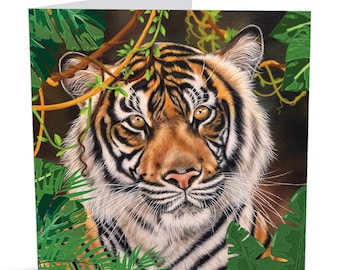Majestic Tiger Greeting Card: Wildlife Art with Poem