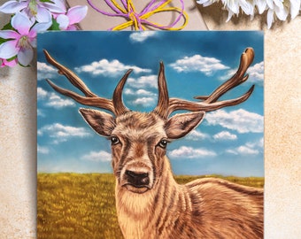 Tarjeta de felicitación de ciervo - Tarjeta de arte con animales salvajes - Regalo para amantes de la naturaleza - Ilustración de ciervo del bosque - Tarjeta de felicitación para cualquier ocasión