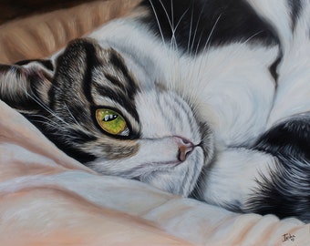 Custom Cat Memorial Portrait - Hand-Painted Pet Portrait from Photo - Cat Remembrance Painting - Pet Loss Gift - Cat Art Memorial