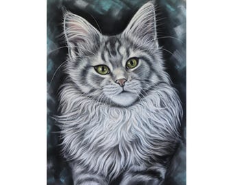 Custom Cat Portrait from Photo - Hand-Painted Pet Portrait - Personalized Cat Art Gift - Unique Feline Painting Commission - Custom Pet Art