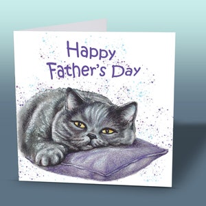 Carte de fête des pères chat | Carte de fête des pères heureuse | Carte de fête des pères d'un chat | papa | papa d'un chat | Carte chat fête des pères