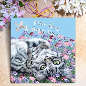 Tabby Cat Birthday Card | Tabby Cat Greeting Cards | Cat Birthday Card | Kitten Greeting Card | Cute Kitten Card | Tabby Kitten Card