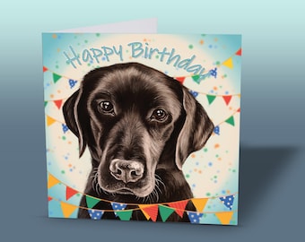Black Labrador Birthday Card - Dog Greeting Card - Labrador Lover Gift - Dog Birthday Card - Dog Mom Gift - Cute Labrador Card