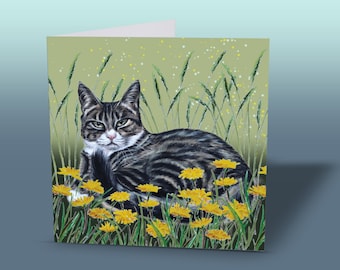 Wenskaart Cyperse kat: kattenliefhebbercadeaus, kattenkunst