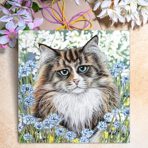 de voeux chat sibérien | de chat | carte avec chat | carte d'anniversaire de chat sibérien | carte d'anniversaire de chat | Cadeau pour amoureux des chats | Chat sibérien