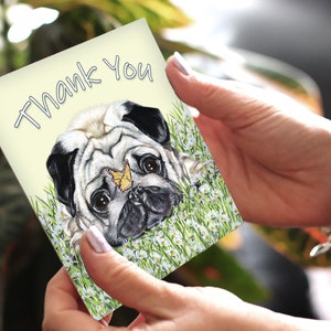 Tarjetas de agradecimiento / Tarjeta de agradecimiento de Pug / Tarjeta de Pug / Tarjeta de agradecimiento de perro / Tarjeta de agradecimiento de un perro / Tarjeta de un perro