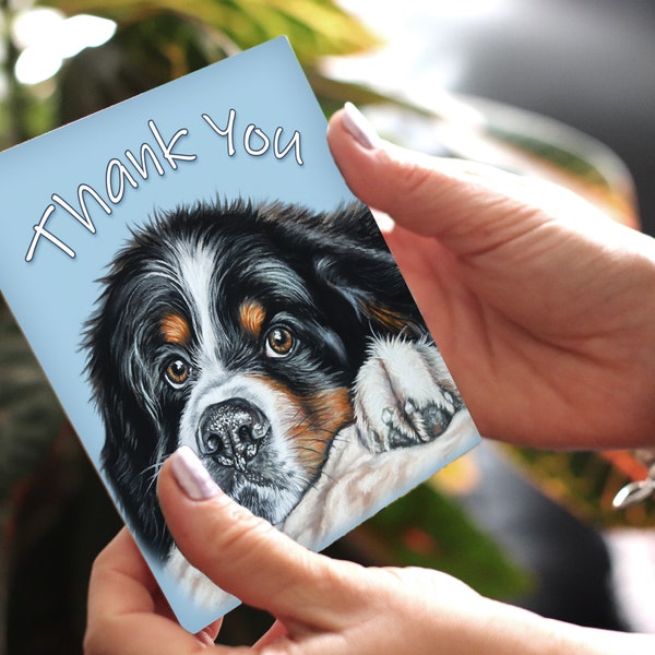 Thank You Cards - Bernese Mountain Dog Thank You Card - Bernese Greeting Card - Bernese Dog Gifts - Dog Greeting Cards - Card From Dog