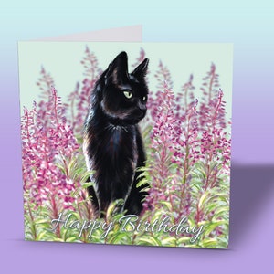 Carte de voeux chat noir - carte d'anniversaire chat noir - carte chat - carte d'anniversaire chat noir - cadeaux chat noir - carte chat noir - cartes chat noir