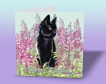 Cartão de felicitações do gato preto - Cartão de aniversário do gato preto - Cartão de gato - Cartão de aniversário do gato preto - Presentes do gato preto - Cartão do gato preto - Cartões do gato preto