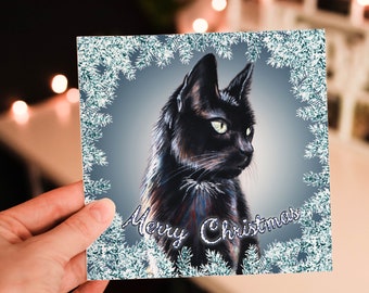Black Cat Christmas Card - Christmas Card Cat - Black Cat Xmas Card - Xmas Card Cat - Card From The Cat - Cat Blank Card