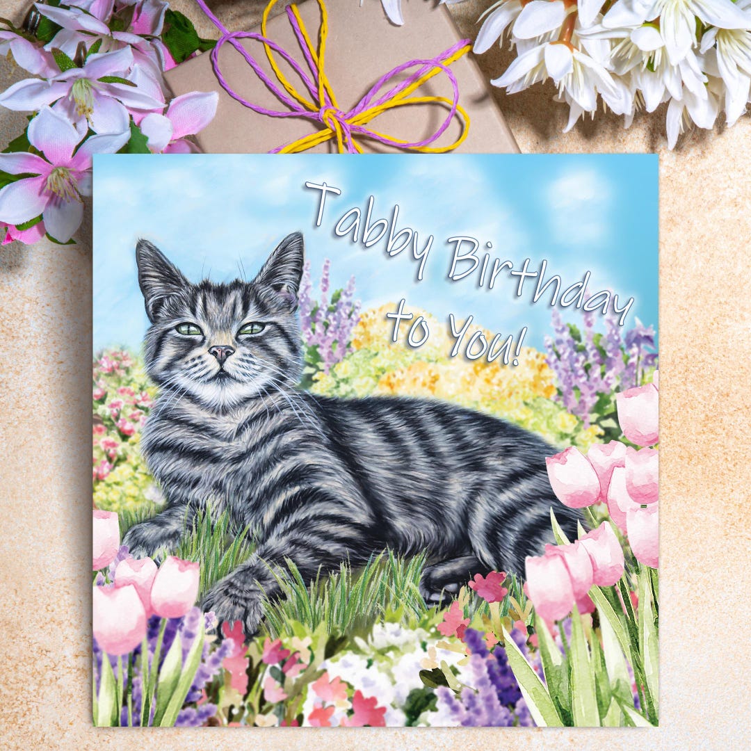 Birthday Card From a Cat – Tabby Cat Birthday Card – Cute Cat Lover ...