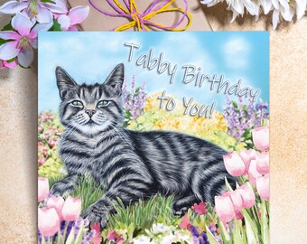 Birthday Card from a Cat – Tabby Cat Birthday Card – Cute Cat Lover Card – Card with a Cat – Feline Birthday Card – Animal Lover Gift
