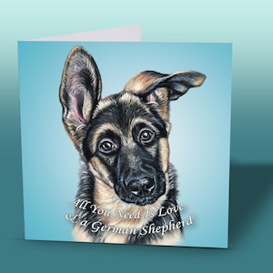 Deutscher Schäferhund Grußkarte | Deutscher Schäferhund Welpe Karte | Geburtstagskarte vom Hund | Deutscher Schäferhund Karte | Karten mit Hunden