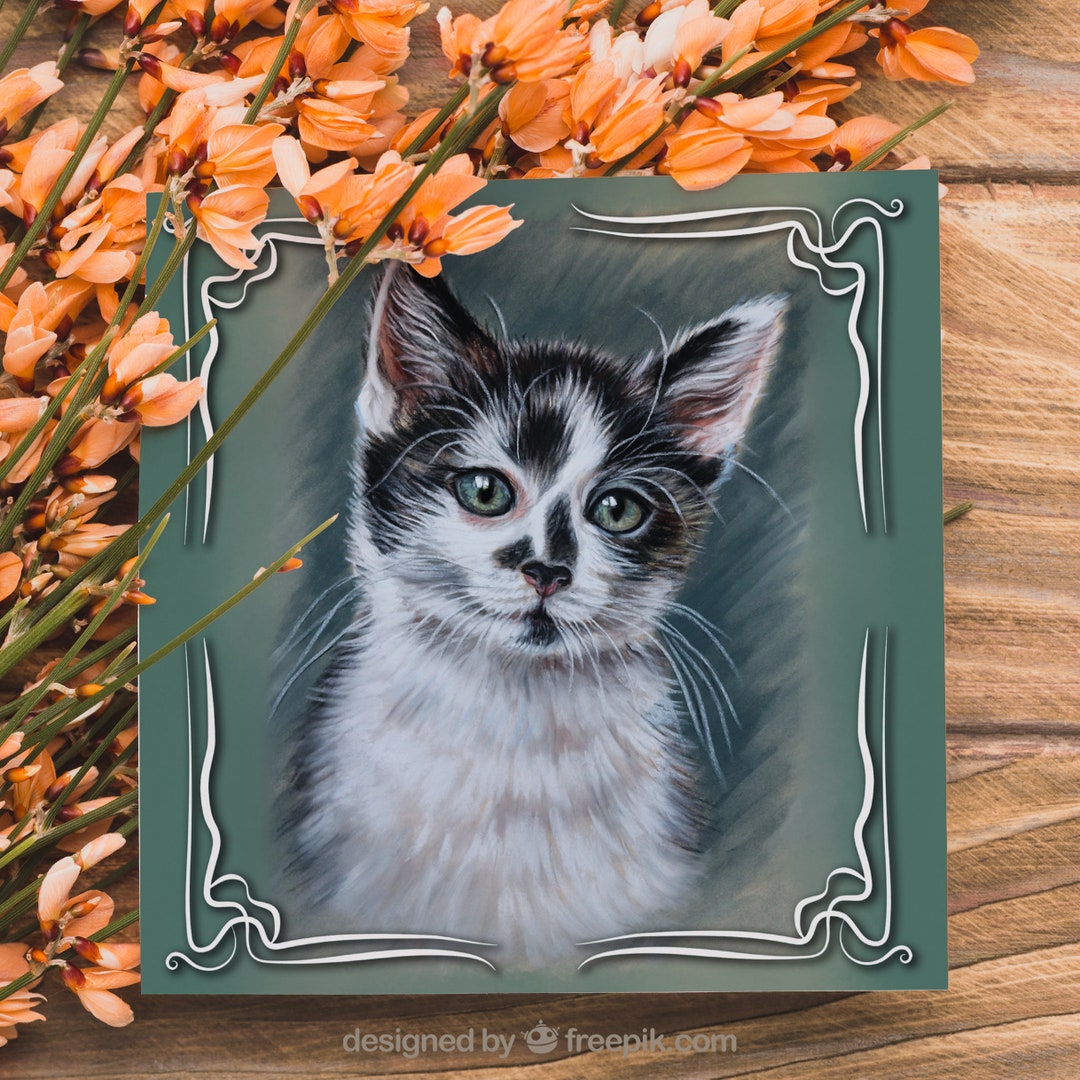 Cute Kitten Card Greeting Card Kitten Cat Greeting Card Etsy
