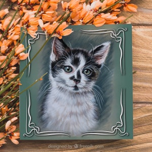Carte chaton mignon - carte de voeux chaton - carte de voeux chat - carte chaton - carte de voeux chat